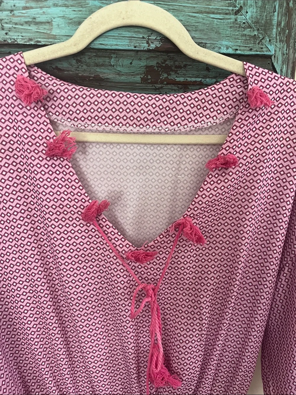 Bright Pink Geometric Print Dress